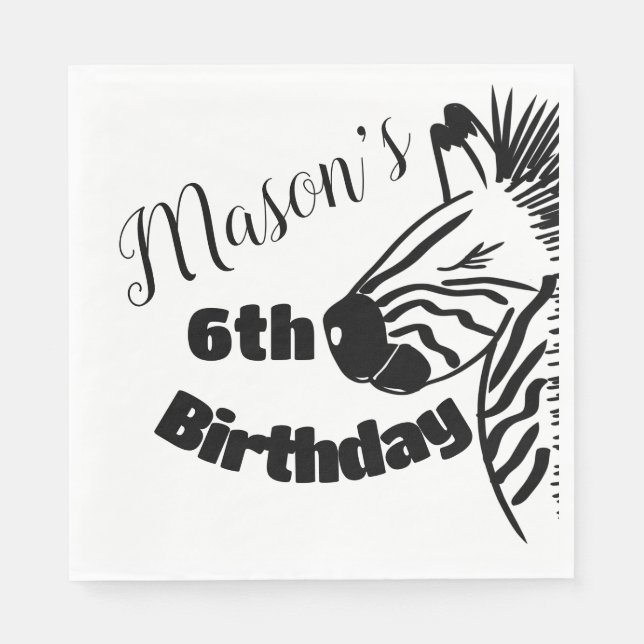 Serviette En Papier Safari Zebra Fête Main Drathday (Devant)