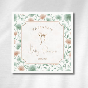 Serviette En Papier Sage Fleurs Sauvages Pêche Arc-en-or Baby Shower