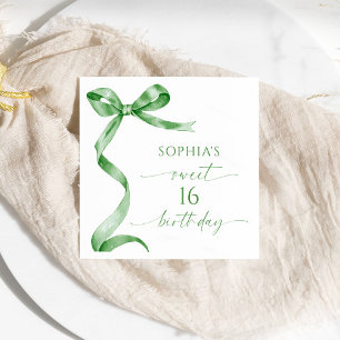 Serviette En Papier Sage Green Bow Sweet 16 Anniversaire