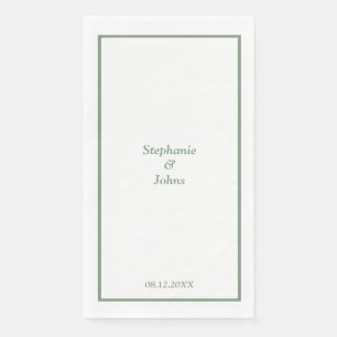 Serviette En Papier Sage Green Élégant Nom personnalisé Mariage modern