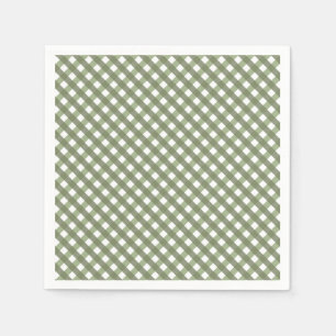 Serviette En Papier Sage Green En vichy Motif