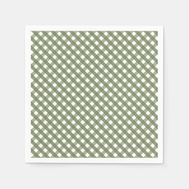 Serviette En Papier Sage Green En vichy Motif (Devant)