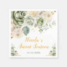 Sage Green et crème Sweet sixteen Floral