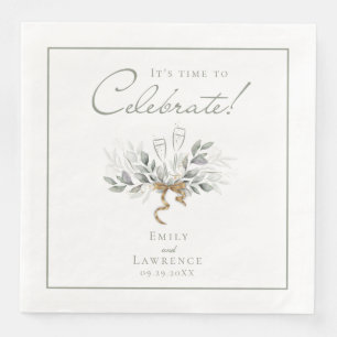 Serviette En Papier Sage Green Eucalyptus Dîner Champagne