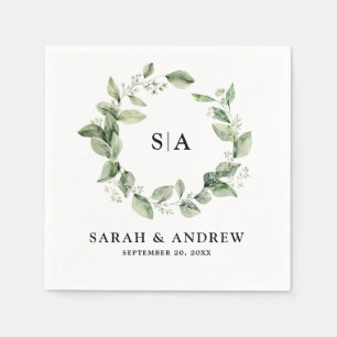 Serviette En Papier Sage Green Eucalyptus Minimaliste Mariage botaniqu