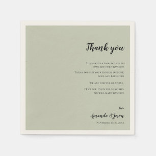 Serviette En Papier Sage Green Faux Vellum Mariage Merci Message