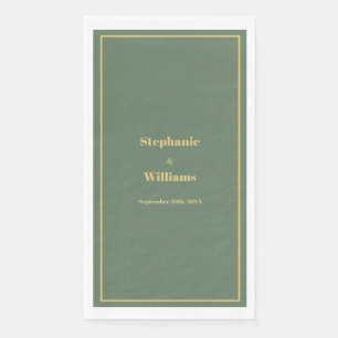 Serviette En Papier Sage Green Gold Golden Elegant Minimal Mariage