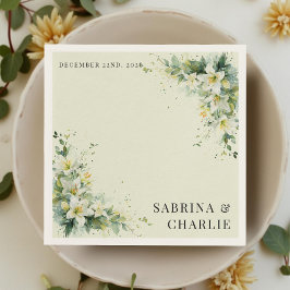 Serviette En Papier Sage Green Lily Valley Elegant Floral Wedding