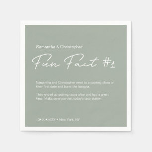 Serviette En Papier Sage green Modern Simple Couple fun fact Mariage