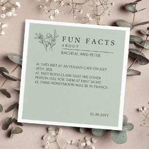 Serviette En Papier Sage Green Script Floral Simple Fun Faits Mariage