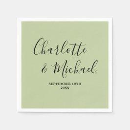 Serviette En Papier Sage Green Script Minimalist Wedding