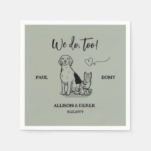 Serviette En Papier Sage Green Simple Minimaliste Chien Chat Mariage a