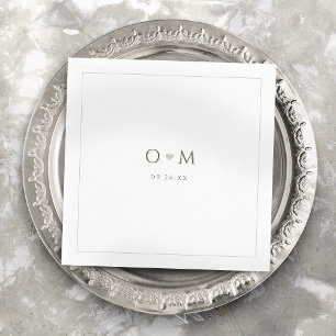 Serviette En Papier Sage Green Simple Moderne Classique Mariage Monogr