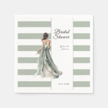 Sage Green Stripes Aquarelle Bride Fête des mariée