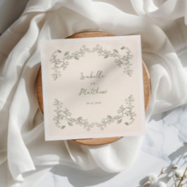 Serviette En Papier Sage Green Vintage Chinoiserie Mariage Napkins