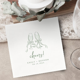 Serviette En Papier Sage Hand Drawn Cheers Glassed Whimsical Party