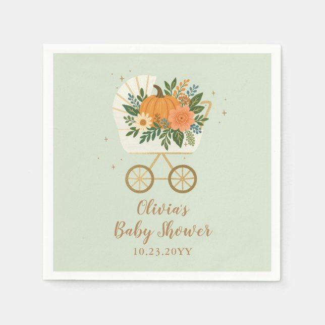 Serviette En Papier Sage Little Pumpkin Baby Shower (Devant)