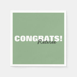 Serviette En Papier Sage moderne Typographie verte Congrats Retraite