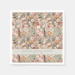 Serviette En Papier Sage Rustique Taupe Floral Boho Fête des mariées p