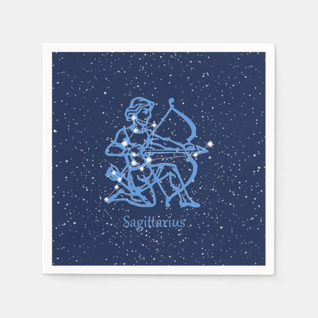Serviette En Papier Sagittarius Constellation & Zodiac Signe avec étoi (Devant)