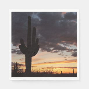 Serviette En Papier Saguaro Sunset III Arizona Desert Paysage