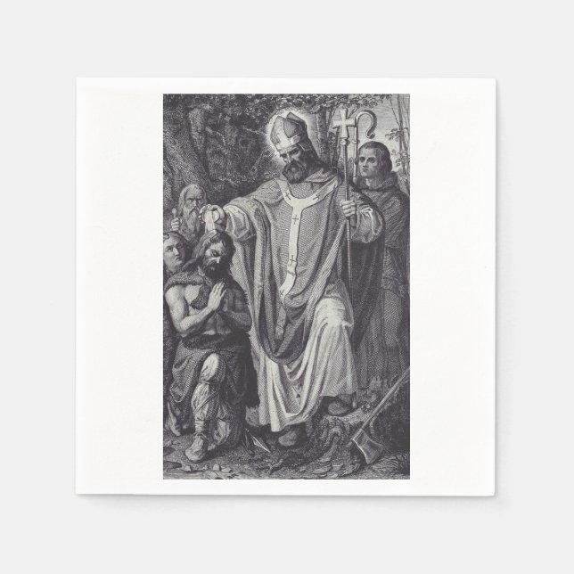 Serviette En Papier Saint Boniface Anglais Moine bénédictin (Devant)