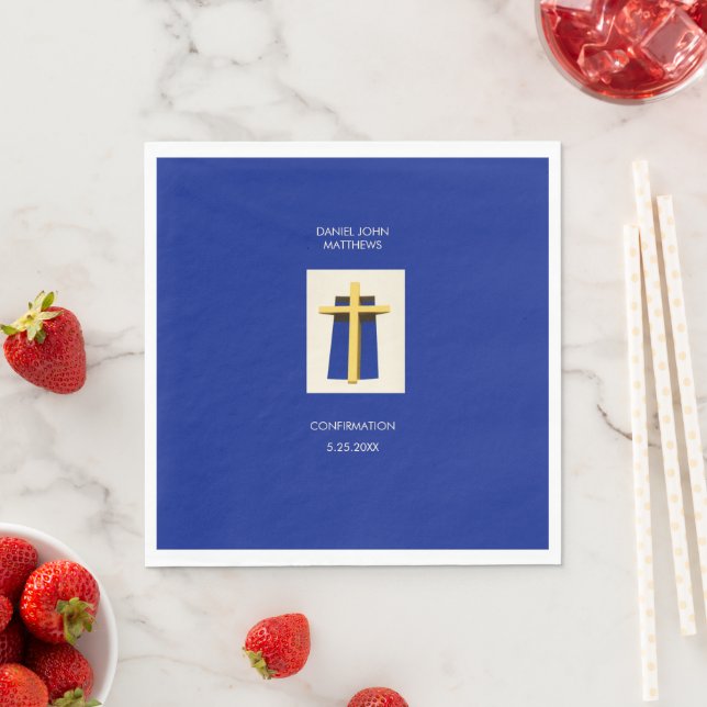 Serviette En Papier Saint Croix Bold Blue Religion Party (En situation)