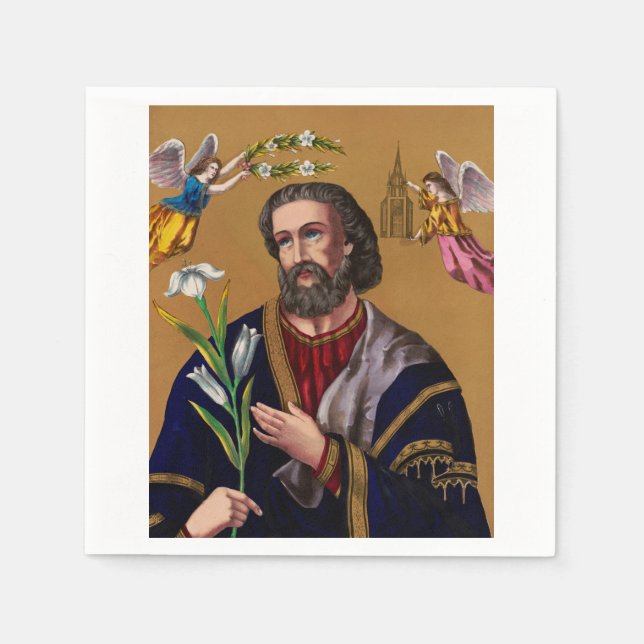 Serviette En Papier Saint Joseph Guardian de la Sainte Famille (Devant)