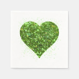 Serviette En Papier Saint Patrick's day, coeur vert irlandais scintill