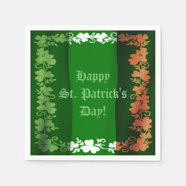 Serviette En Papier Saint Patrick's Day Irlandais Drapeau Shamrock ser (Devant)