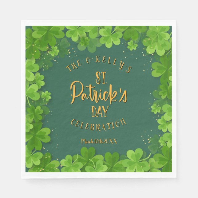 Serviette En Papier Saint Patrick's Day Shamrock Party (Devant)