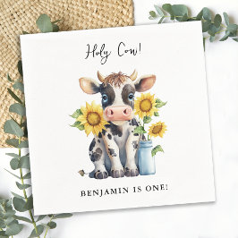 Serviette En Papier Saint-Vache Moderne Cute ferme animal 1er annivers