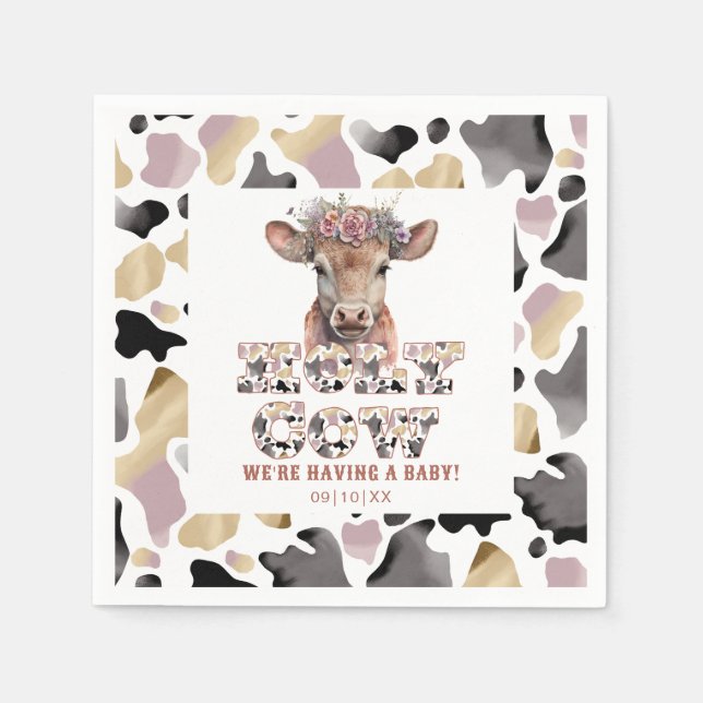 Serviette En Papier Saint-Vache Rustique Baby shower Party (Devant)
