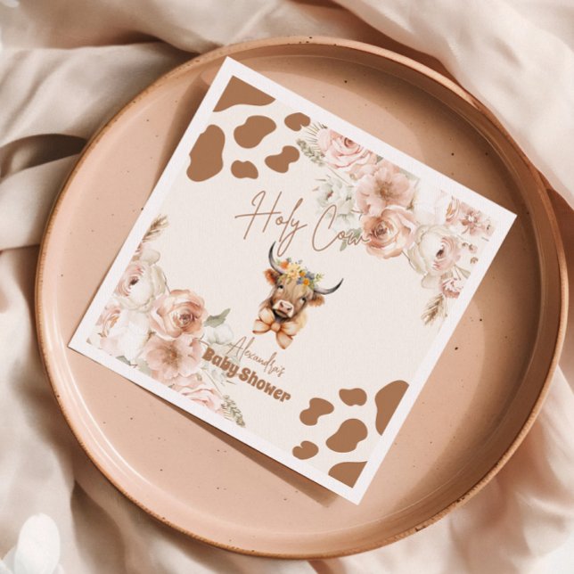 Serviette En Papier Saint-Vache Végétation Highland Vache Baby shower (Créateur téléchargé)