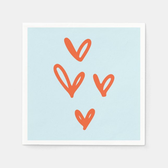 Serviette En Papier Saint Valentin Amour Pastel Bleu et Rouge (Devant)
