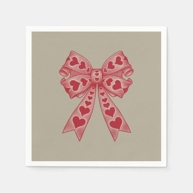 Serviette En Papier Saint Valentin Coeur Coquette arc Retro Valentine (Devant)
