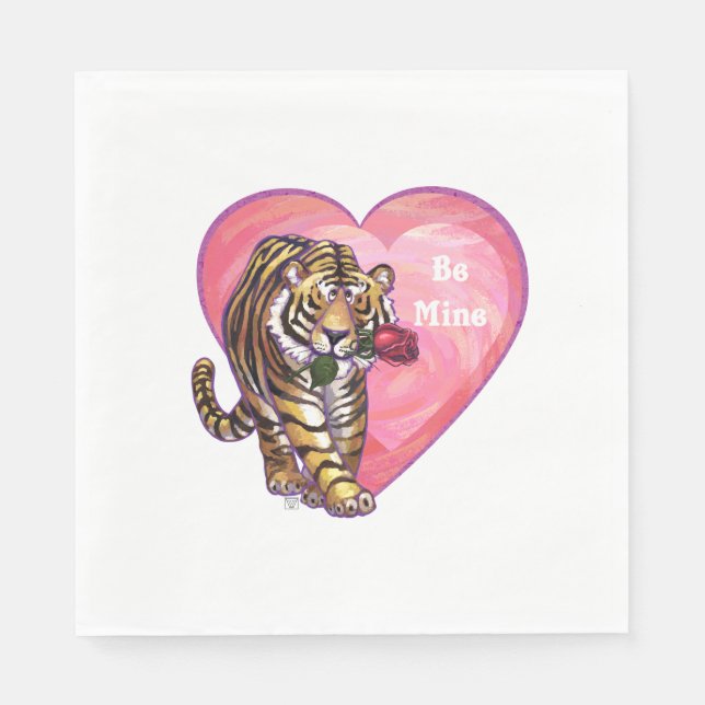 Serviette En Papier Saint Valentin de Tigre (Devant)