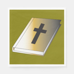 Serviette En Papier Sainte Bible dorée avec croix noire religieuse