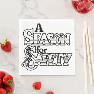 Serviette En Papier Saison de sécurité Motivation noir et blanc