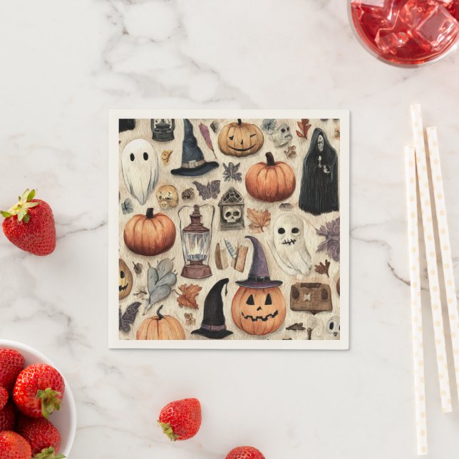 Serviette En Papier Saison éffrayante - Halloween Papier serviettes (En situation)
