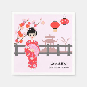 Serviette En Papier Sakura Cerry Blossom Japonaise Fête d'Anniversaire