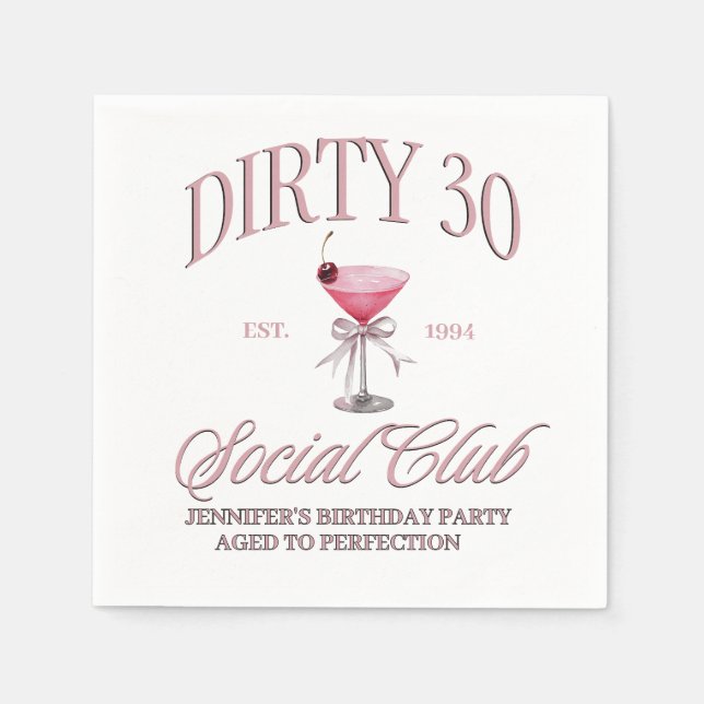 Serviette En Papier Sale 30 rose Coquette Martini Thème (Devant)