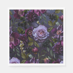 Serviette En Papier Salle de petit-déjeuner de mariage floral bleu fon