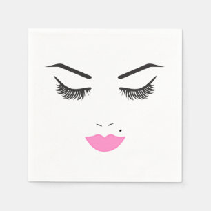 Serviette En Papier Salon Beauty Maquillage Visage Lashes & Lèvres Ros