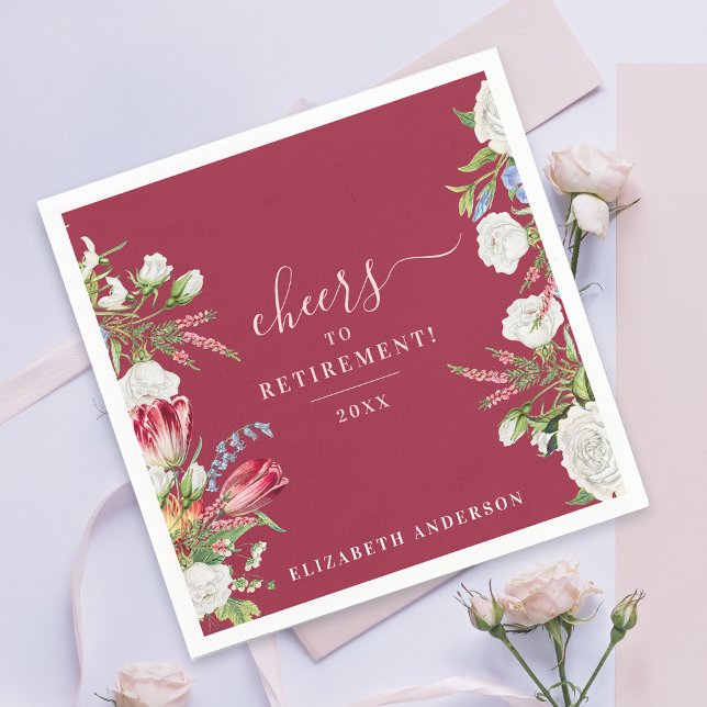 Serviette En Papier Salue Élégante Calligraphie Florale Blanche Bourgo (Créateur téléchargé)