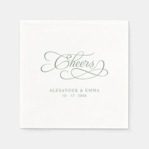 Serviette En Papier Salue Élégante Mariage Sage Green Calligraphie