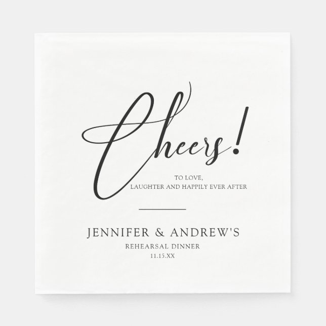 Serviette En Papier Salue Élégante Répétition de Mariage Personnalisée (Devant)