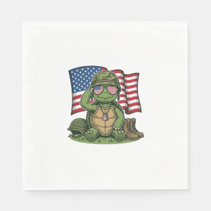 Serviette En Papier Salut de tortue patriotique Vector Design_1