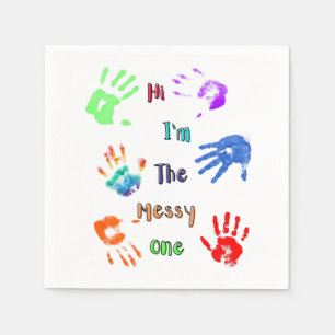Serviette En Papier Salut, je suis The Messy One - Paint Handprints