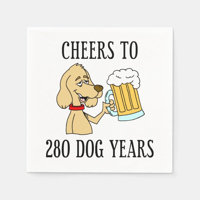 Serviette En Papier Salutations À 280 Chiens Années 40e Anniversaire (Devant)